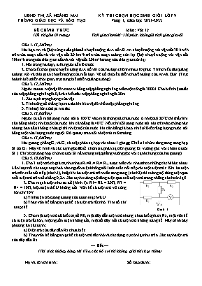 Đề thi chính thức chọn Học sinh giỏi môn Vật lí Lớp 9 - Năm học 2021-2022 (Có đáp án)